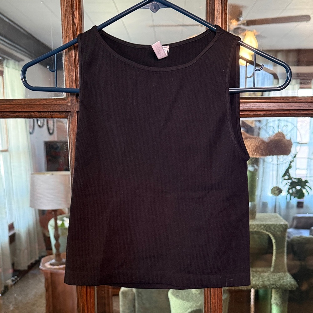 Nikibiki Womens Seamless Ribbed Crop Tank Top Black High‎ Neck Sleeveless S/M